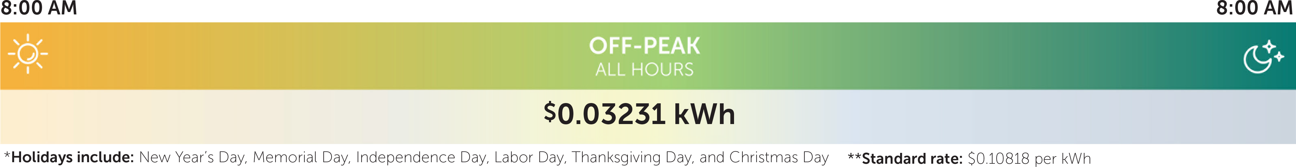 Weekend and Holiday* EV Service Time-of-Day Hours
